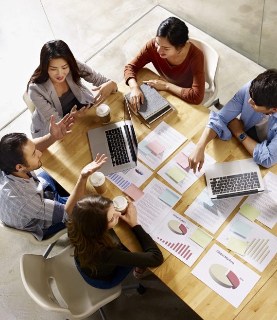 multiethnic business team meeting in office